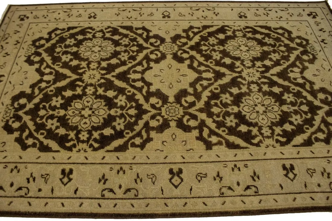 Brown Floral 5'5X8'7 Transitional Oriental Rug - 6