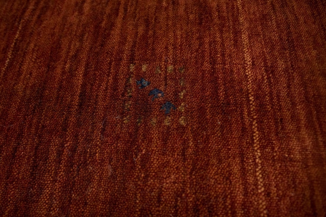 Solid Rusty Red 5X5 Oriental Modern Square Rug - 7