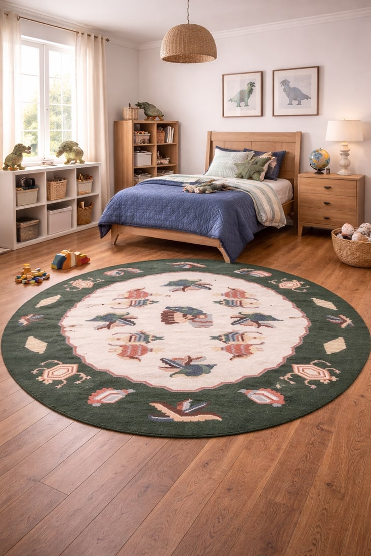 Floral Dhurrie 7X7 Chinese Oriental Round Rug - 2
