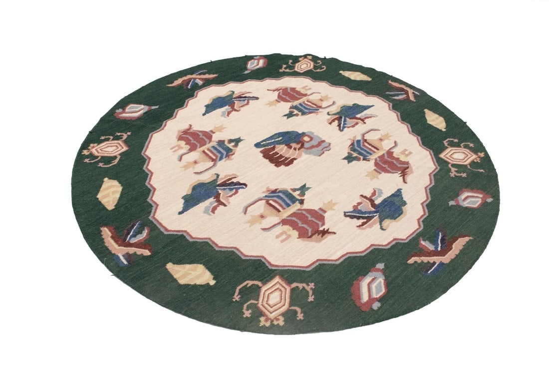 Floral Dhurrie 7X7 Chinese Oriental Round Rug - 5