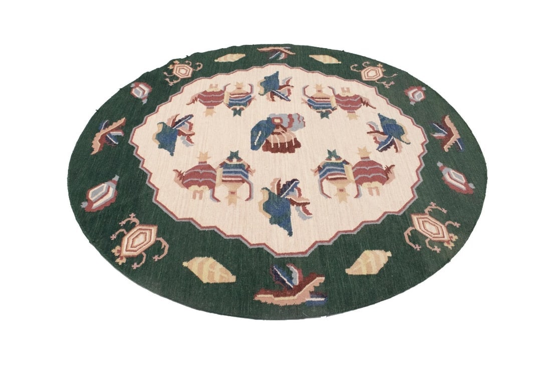 Floral Dhurrie 7X7 Chinese Oriental Round Rug - 6