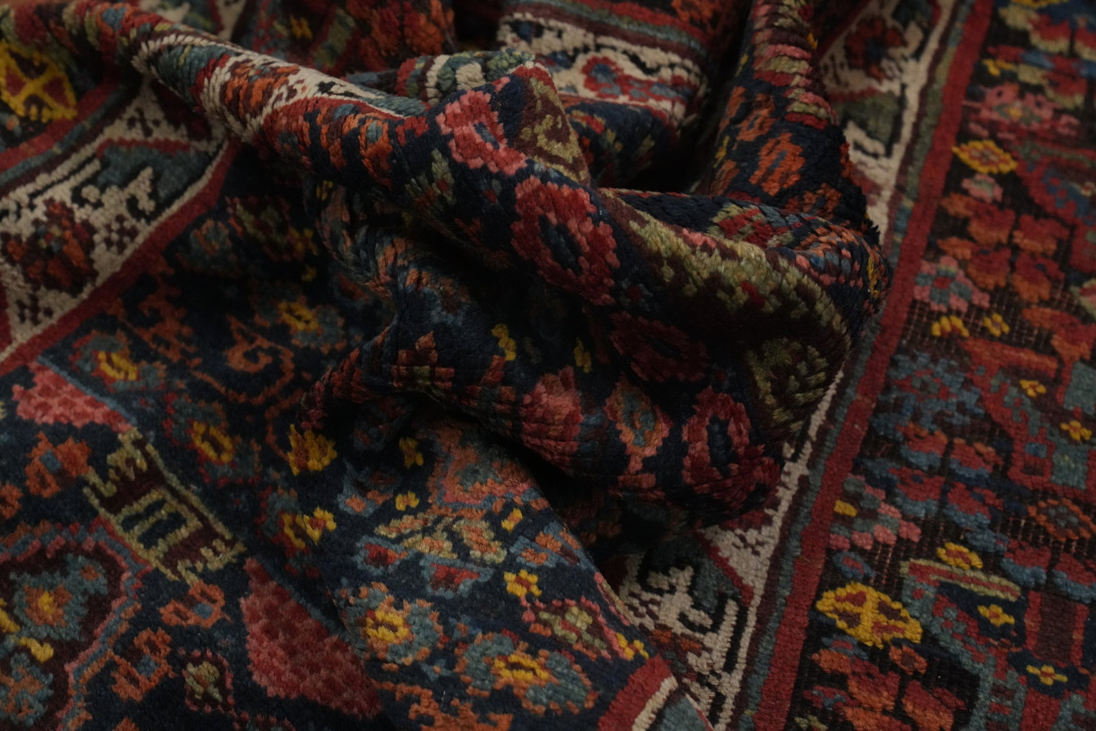 Pre-1900 Vegetable Dye Bidjar Halvaei Persian Runner Rug 4x9 - 14
