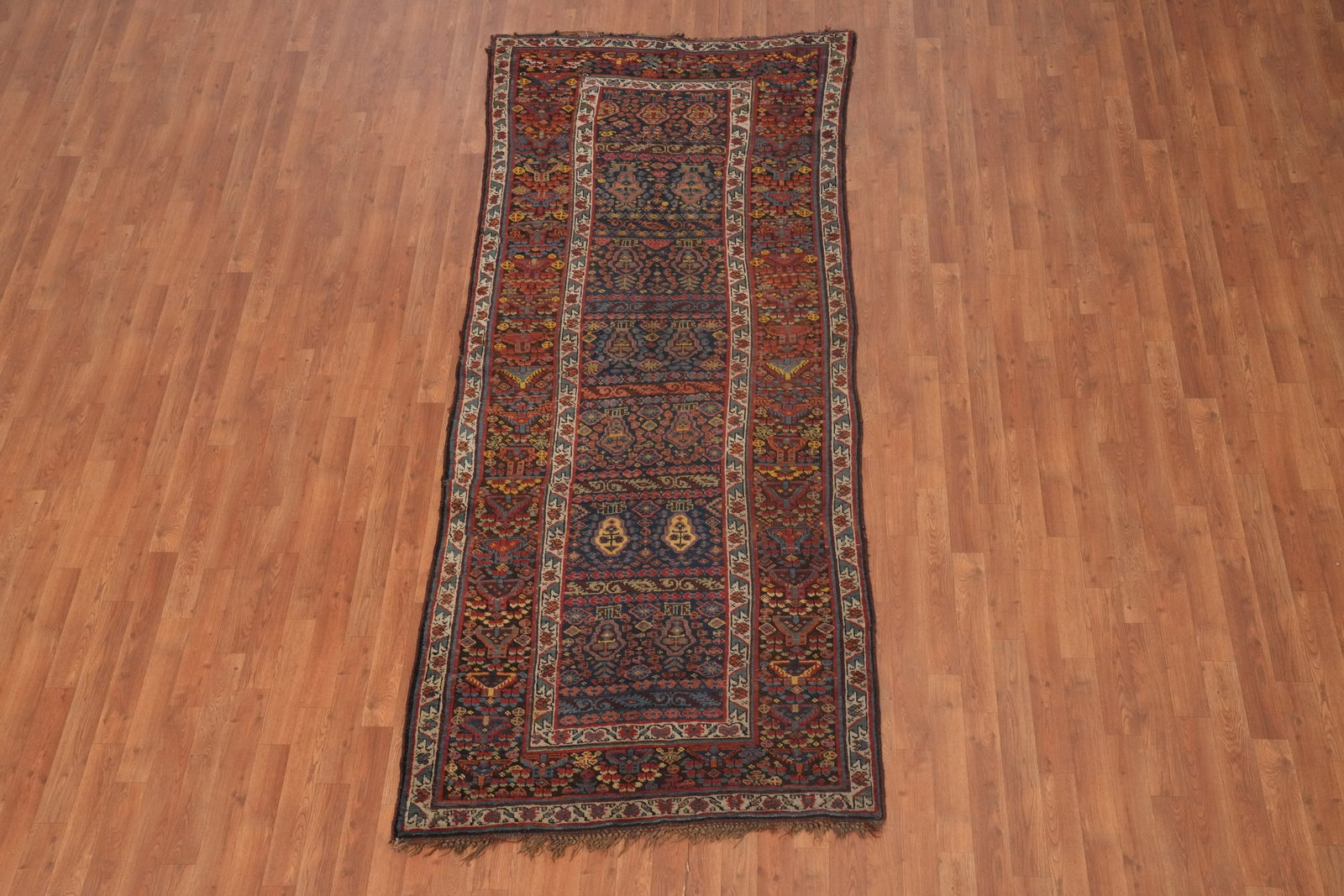 Pre-1900 Vegetable Dye Bidjar Halvaei Persian Runner Rug 4x9 - 2