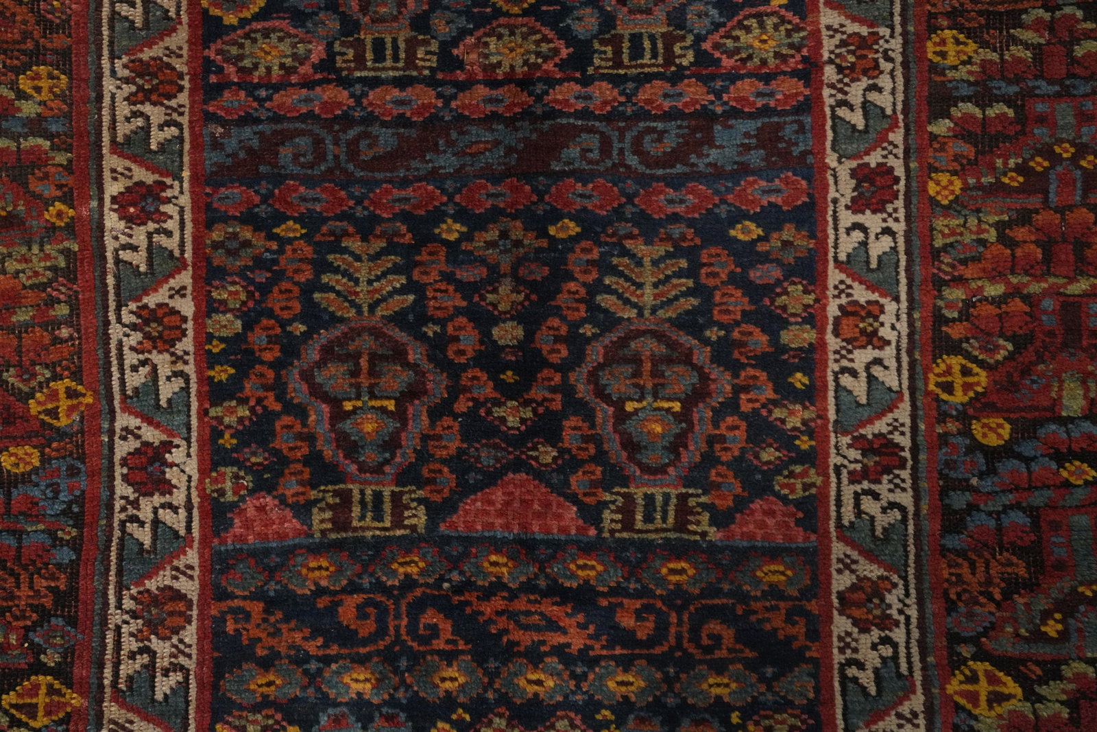 Pre-1900 Vegetable Dye Bidjar Halvaei Persian Runner Rug 4x9 - 5