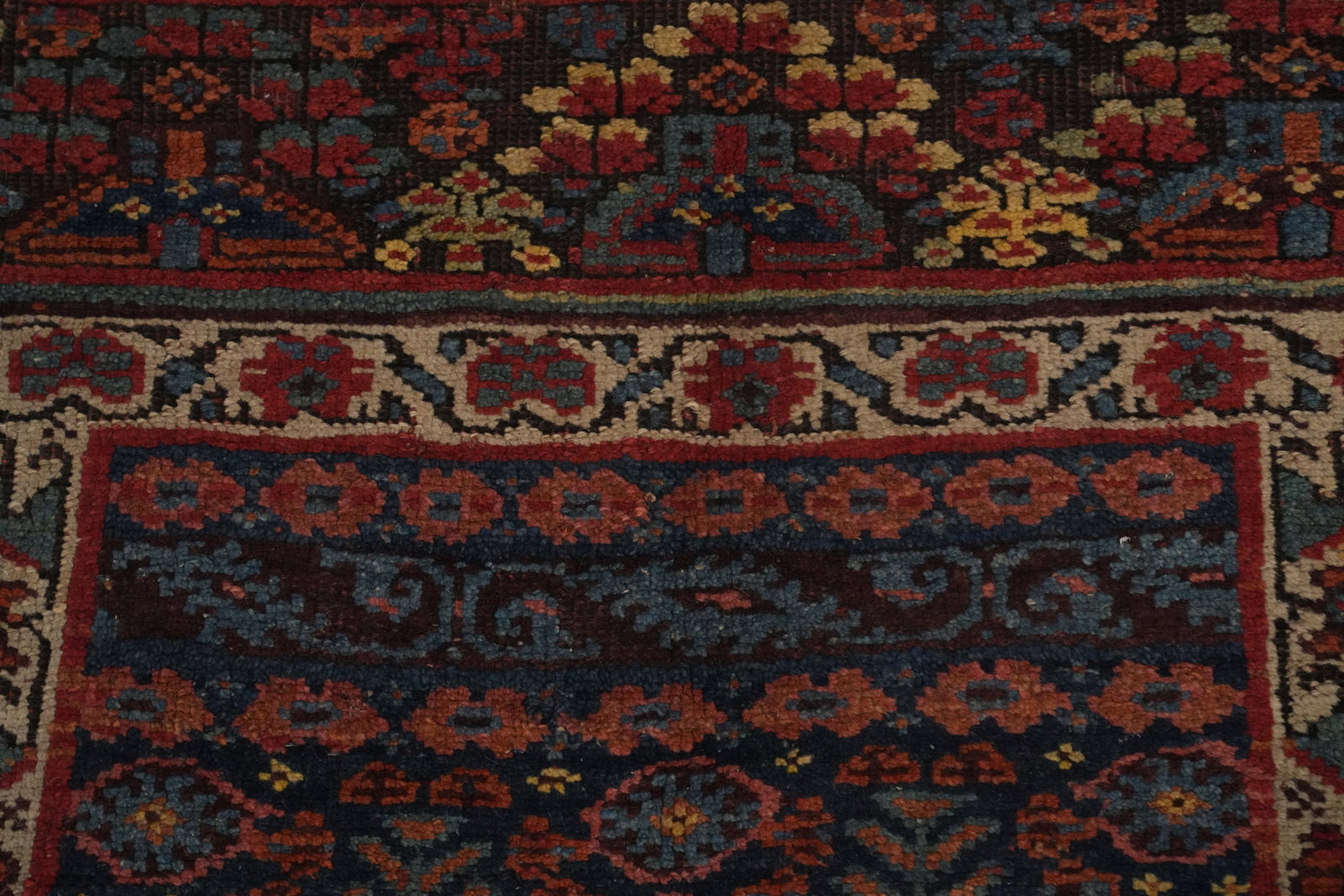 Pre-1900 Vegetable Dye Bidjar Halvaei Persian Runner Rug 4x9 - 7