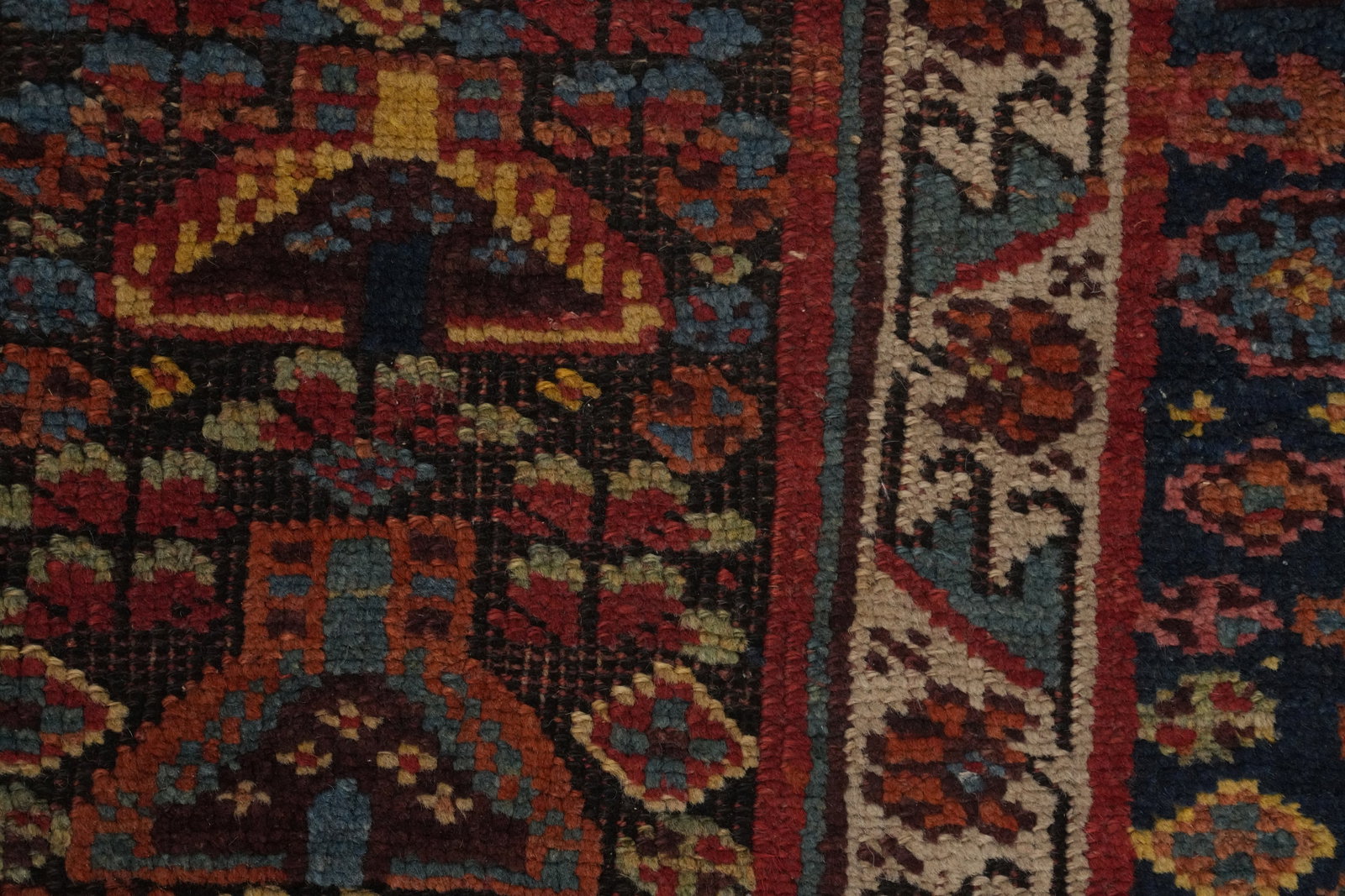 Pre-1900 Vegetable Dye Bidjar Halvaei Persian Runner Rug 4x9 - 9