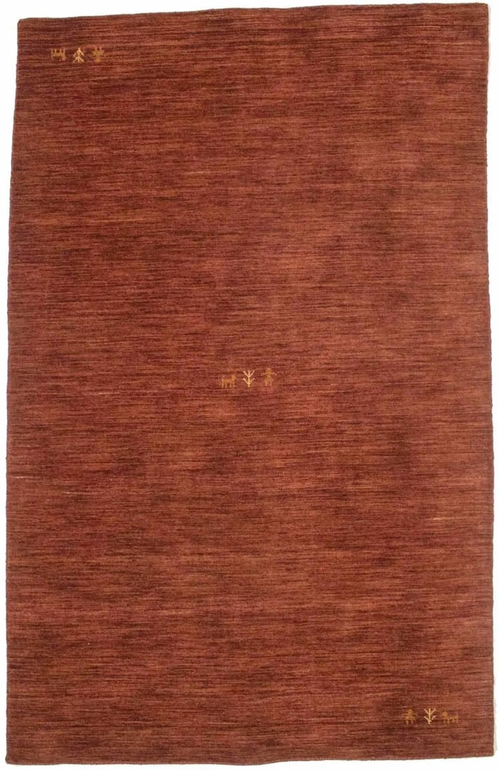 Solid Rusty Red 4X6 Oriental Modern Rug: Title:Solid Rusty Red 4X6 Oriental Modern Rug Description :Hand Knotted 4X6 rusty red oriental rug made with vegetable dyes (fine wool pile and cotton foundation), exceptional knot count, and appealin