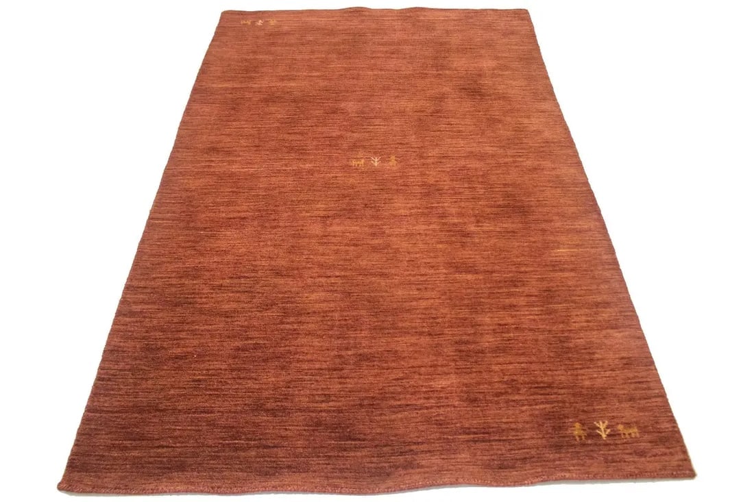 Solid Rusty Red 4X6 Oriental Modern Rug - 3