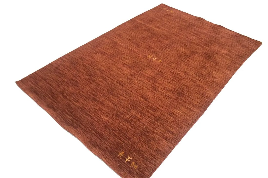 Solid Rusty Red 4X6 Oriental Modern Rug - 4