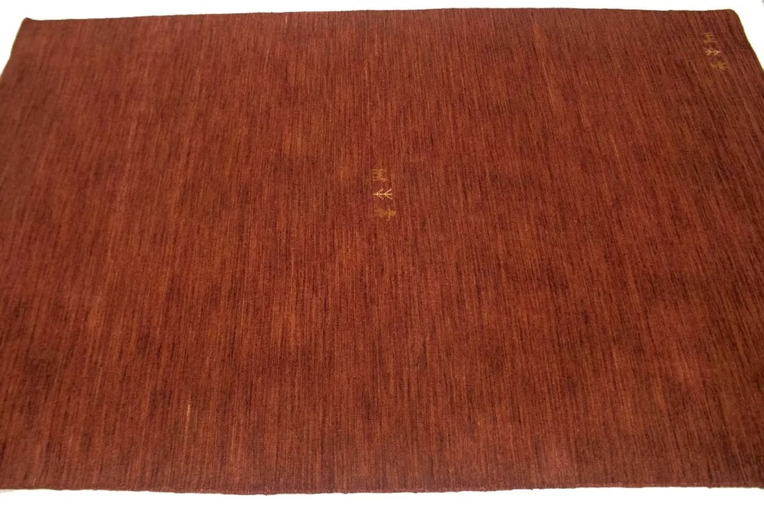 Solid Rusty Red 4X6 Oriental Modern Rug - 6