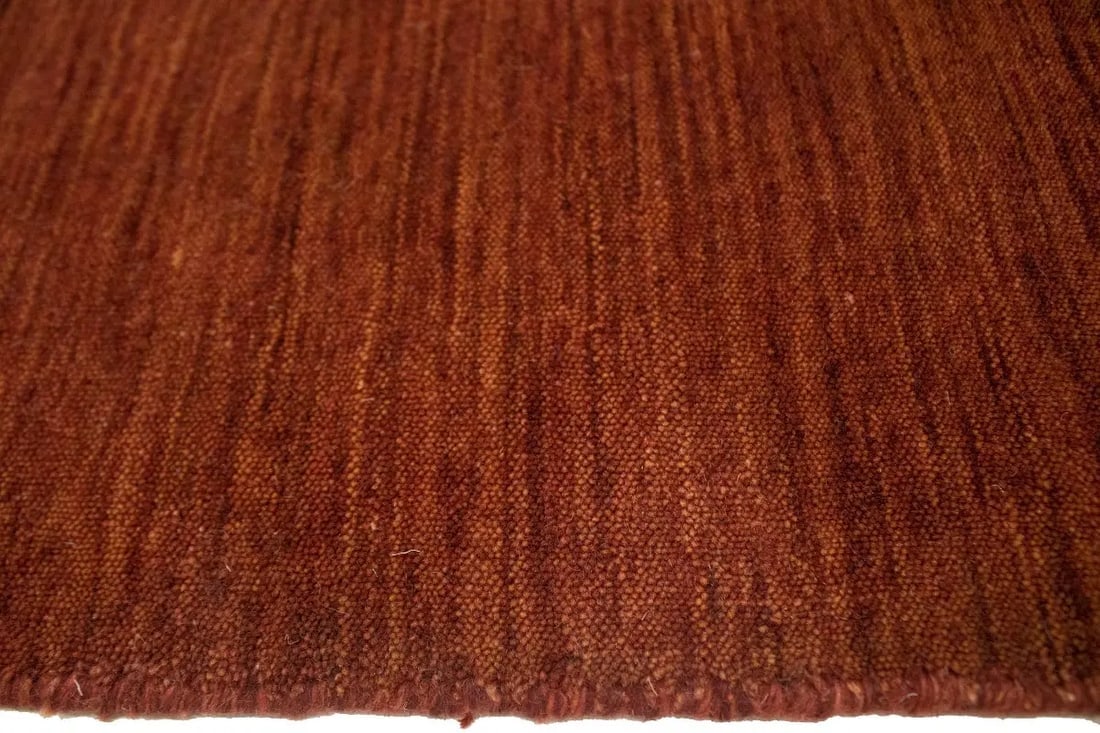 Solid Rusty Red 4X6 Oriental Modern Rug - 8