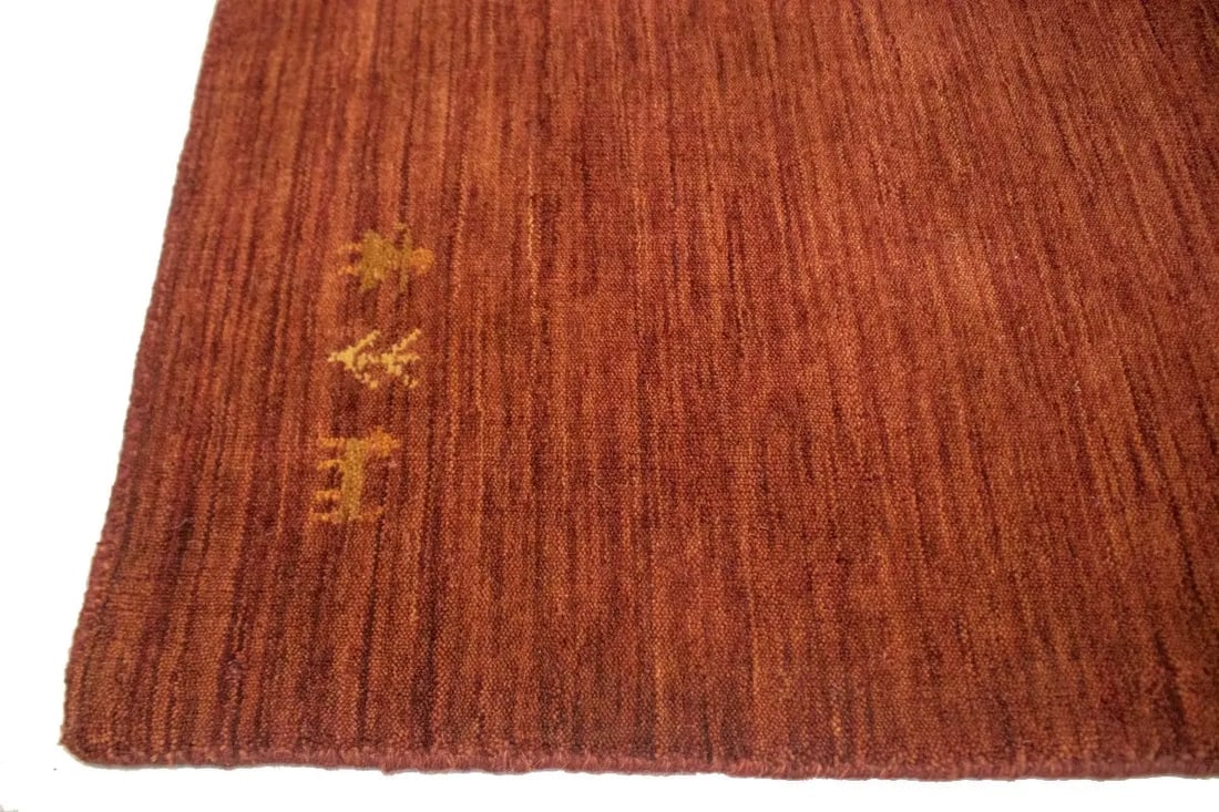 Solid Rusty Red 4X6 Oriental Modern Rug - 9