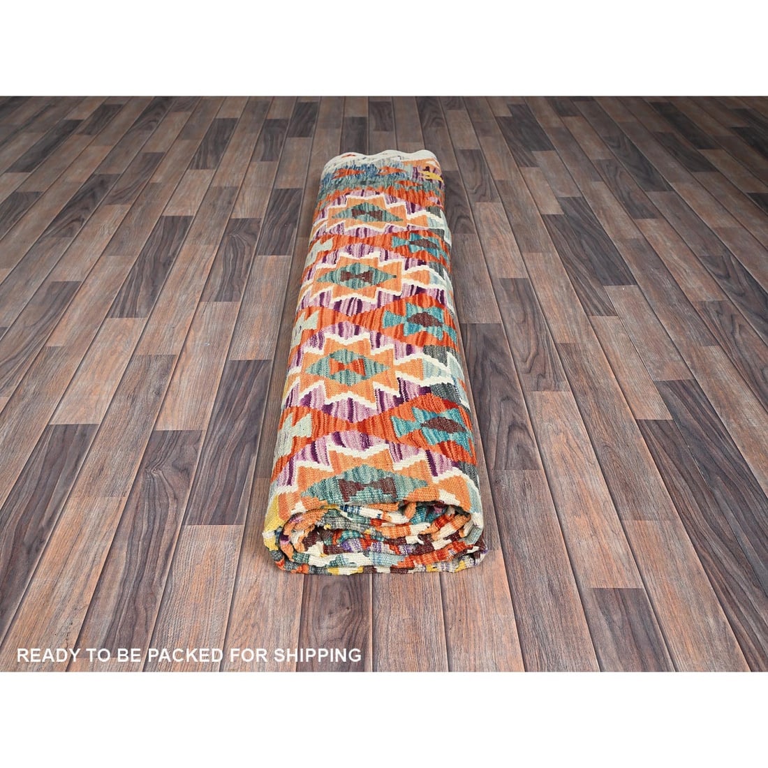 Colorful Afghan Kilim Geometric Pattern Hand Woven Flat Weave Wool Rug - 4