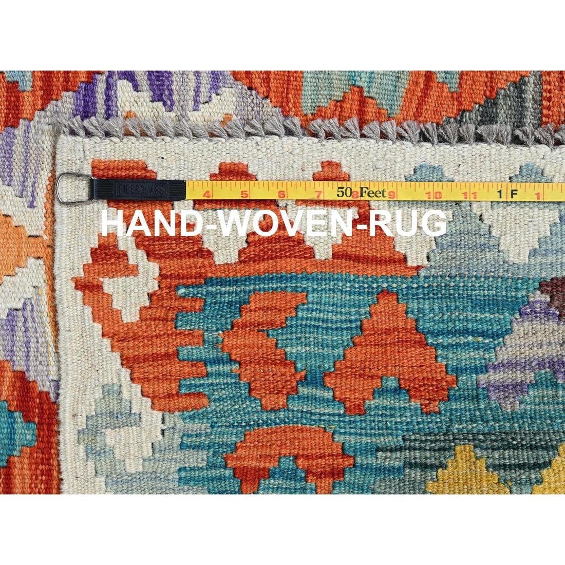 Colorful Afghan Kilim Geometric Pattern Hand Woven Flat Weave Wool Rug - 5