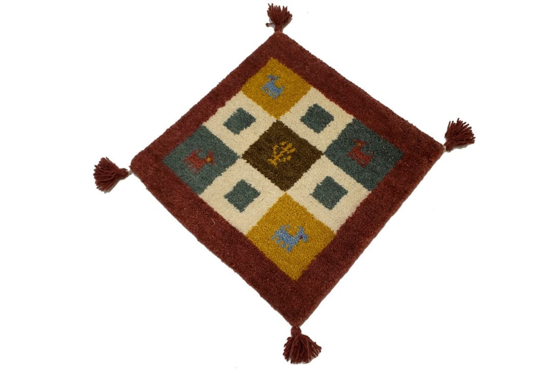 Multicolored Tribal Modern 1'5X1'5 Indo-Gabbeh Oriental Square Rug - 4