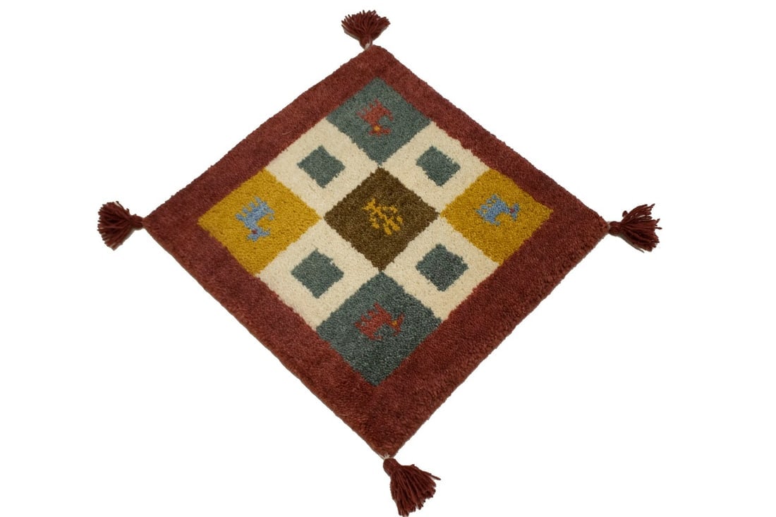Multicolored Tribal Modern 1'5X1'5 Indo-Gabbeh Oriental Square Rug - 5