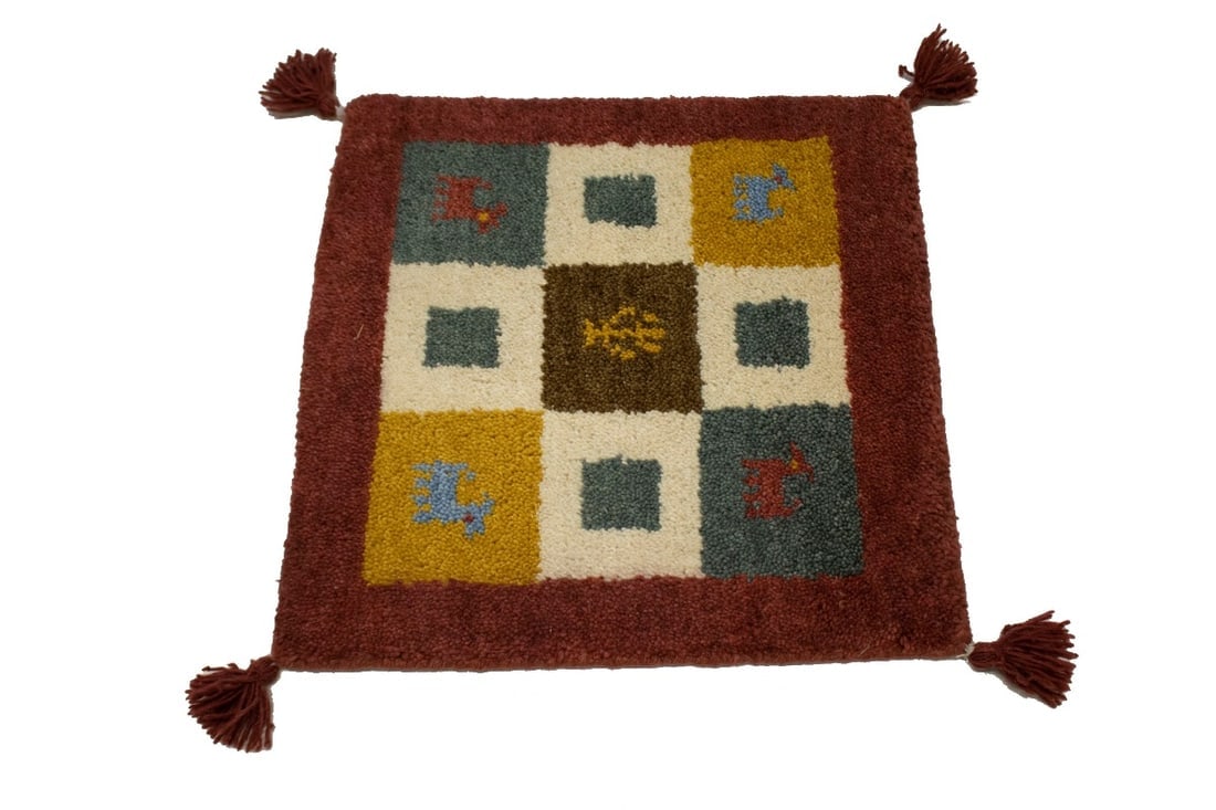 Multicolored Tribal Modern 1'5X1'5 Indo-Gabbeh Oriental Square Rug - 6