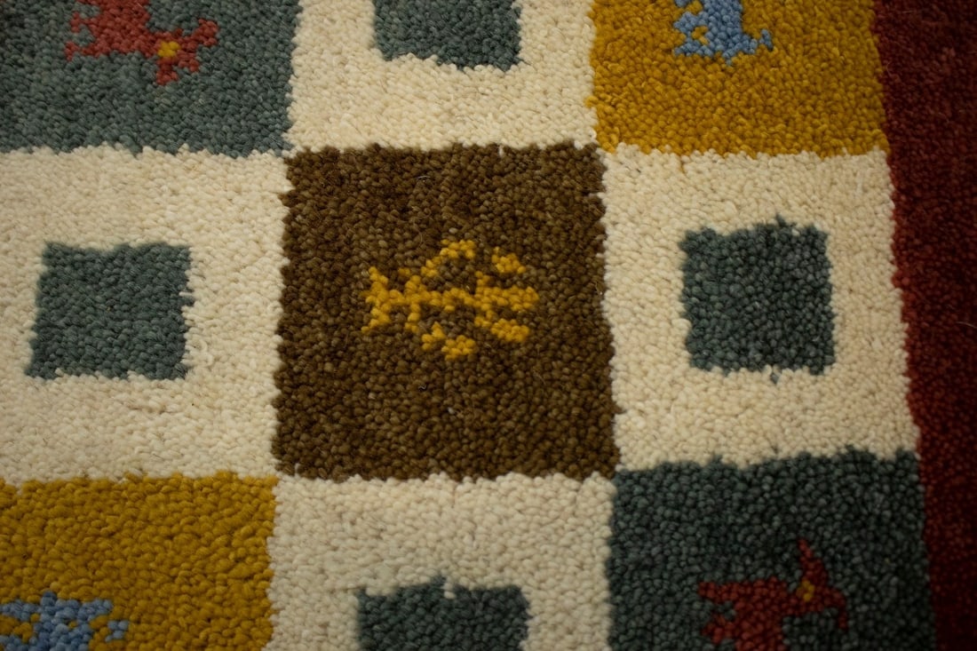 Multicolored Tribal Modern 1'5X1'5 Indo-Gabbeh Oriental Square Rug - 7