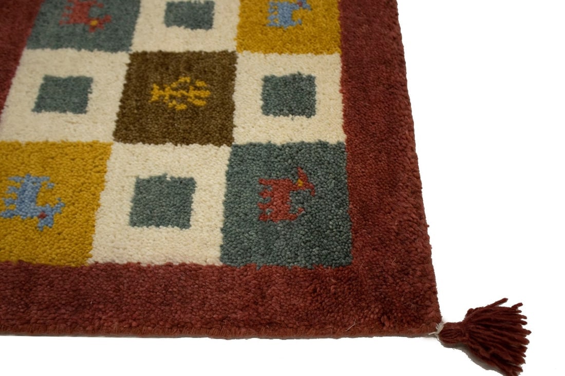 Multicolored Tribal Modern 1'5X1'5 Indo-Gabbeh Oriental Square Rug - 8