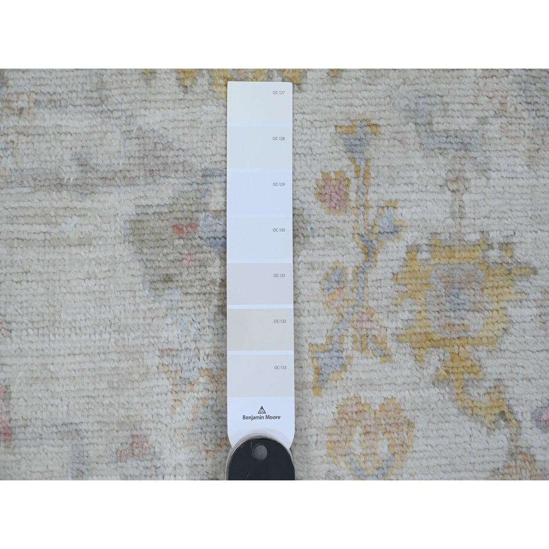White Hand Knotted Afghan Angora Oushak Leaf Design Wool Runner Rug - 3