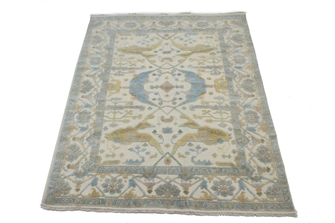 Cream Floral Traditional 8X10 Casual Oushak Oriental Rug - 3