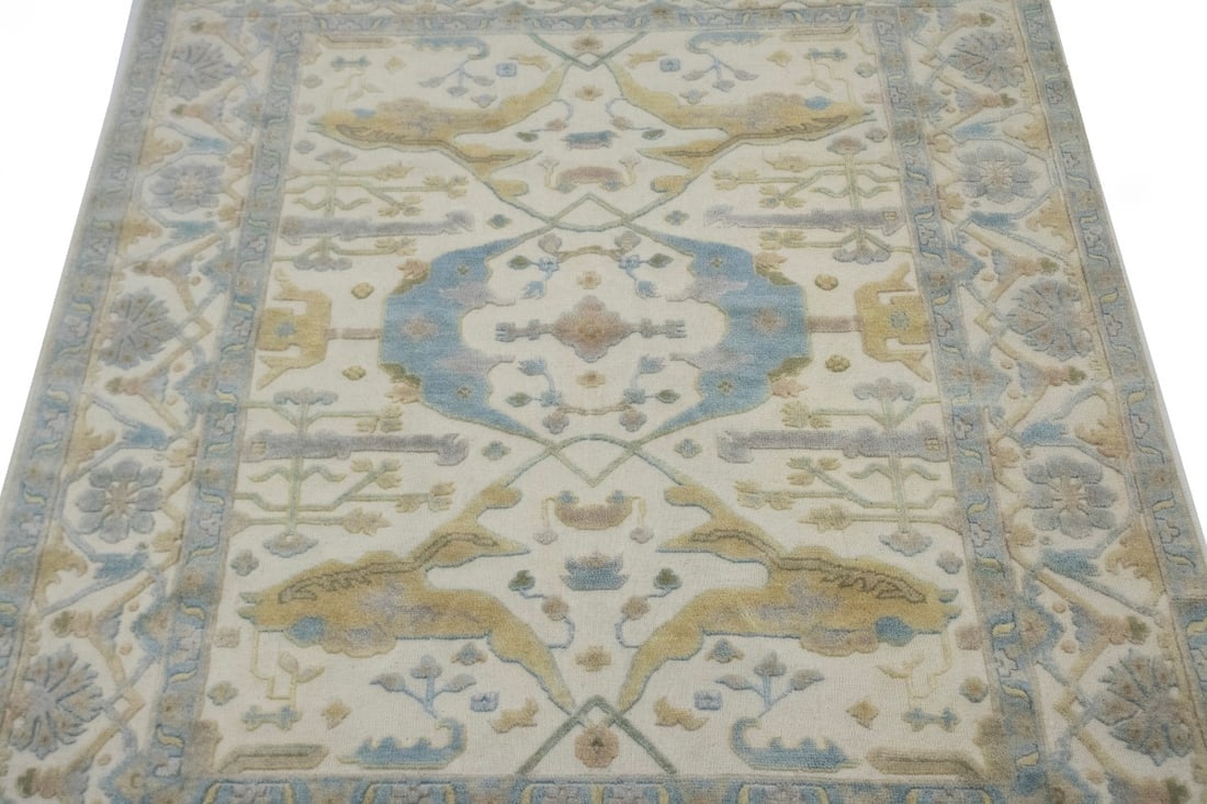 Cream Floral Traditional 8X10 Casual Oushak Oriental Rug - 4