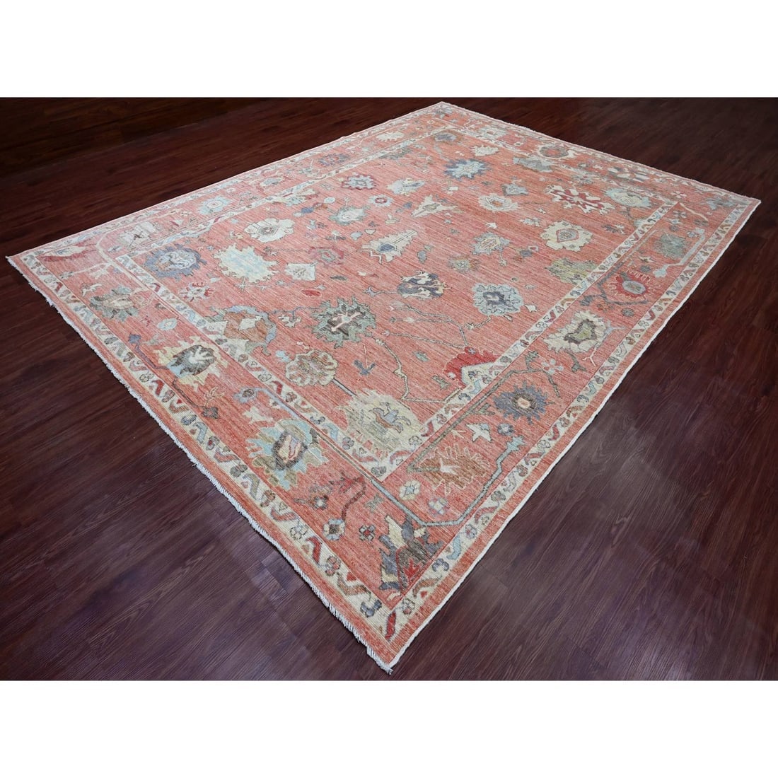Red 100% Wool Afghan Angora Oushak Floral Design Hand Knotted Rug - 3