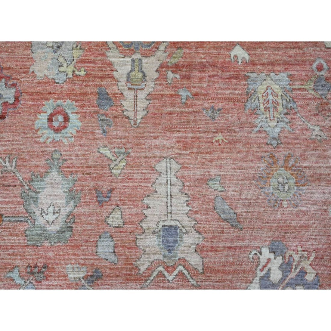 Red 100% Wool Afghan Angora Oushak Floral Design Hand Knotted Rug - 8