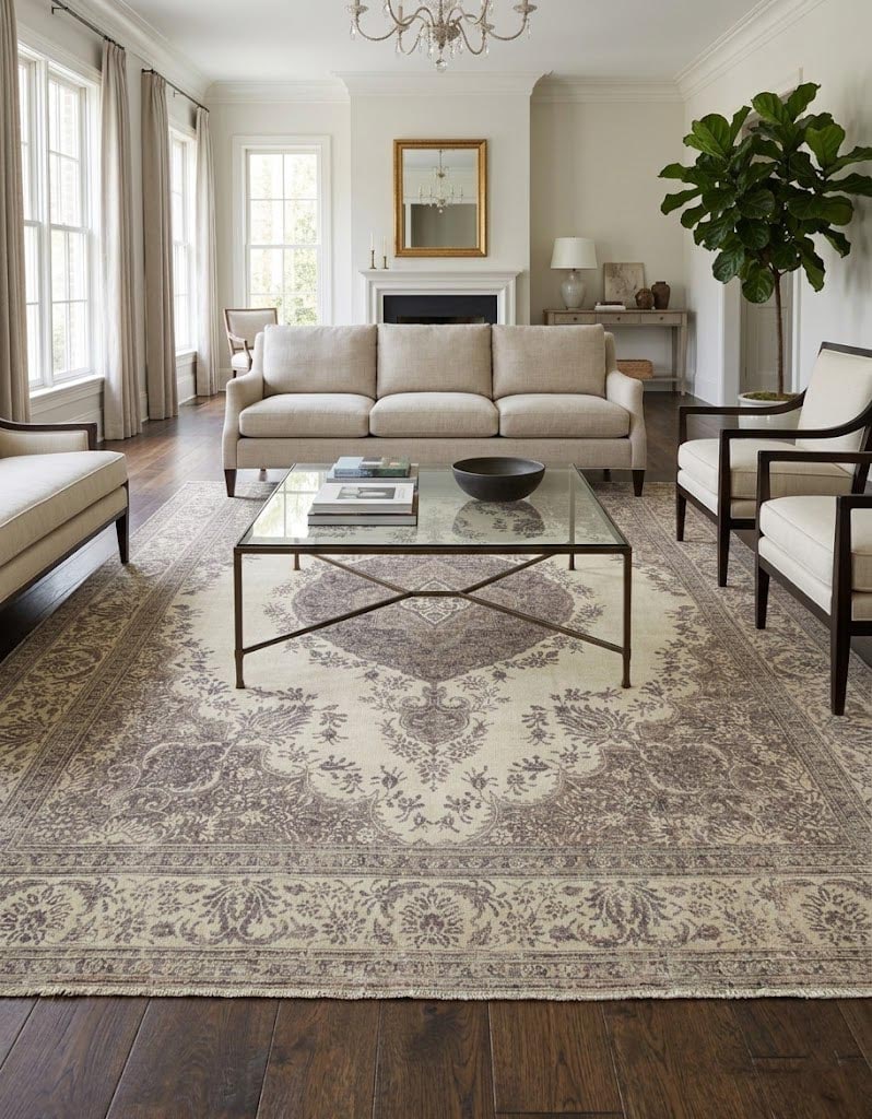 Traditional Floral Distressed 10X13 Muted Tabriz Persian Rug - 2