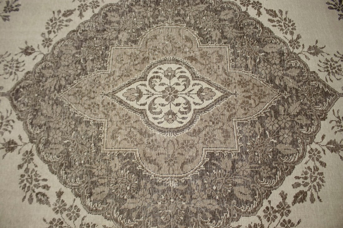Traditional Floral Distressed 10X13 Muted Tabriz Persian Rug - 6