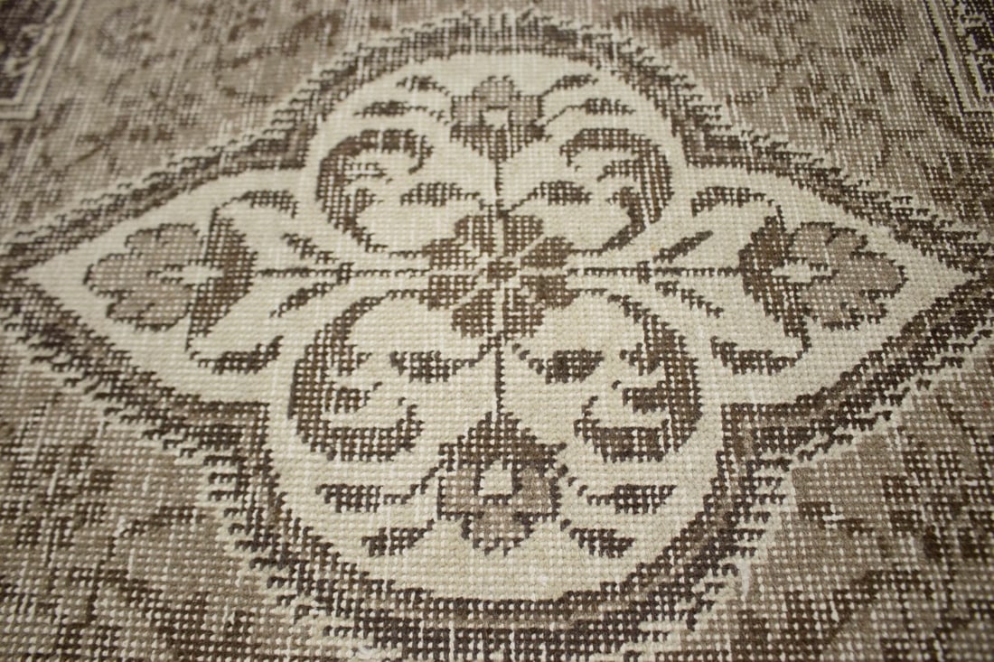 Traditional Floral Distressed 10X13 Muted Tabriz Persian Rug - 7