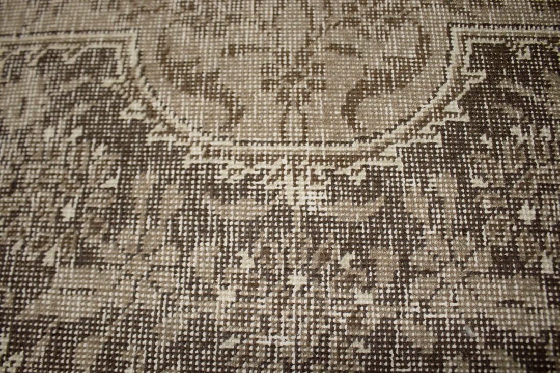 Traditional Floral Distressed 10X13 Muted Tabriz Persian Rug - 8