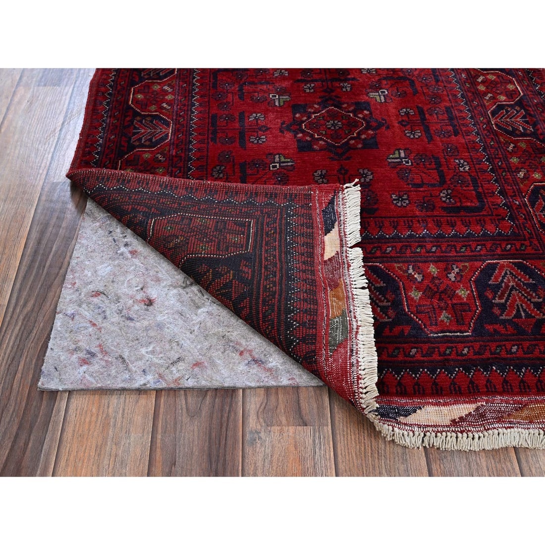 Red Afghan Khamyab Tribal Design Soft Wool Hand Knotted Oriental Rug - 3