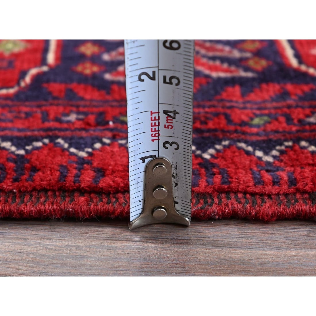 Red Afghan Khamyab Tribal Design Soft Wool Hand Knotted Oriental Rug - 6