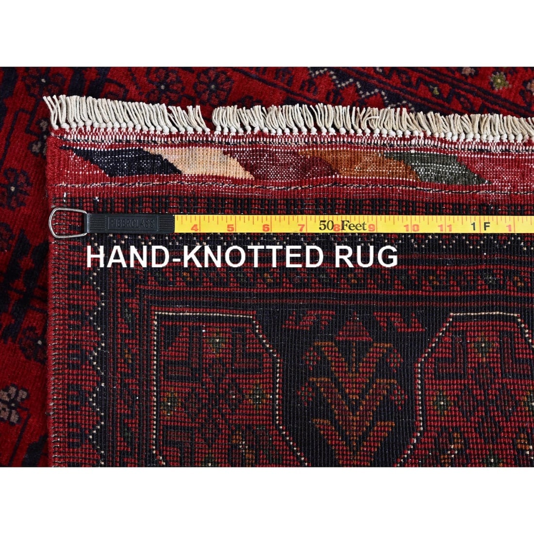 Red Afghan Khamyab Tribal Design Soft Wool Hand Knotted Oriental Rug - 7