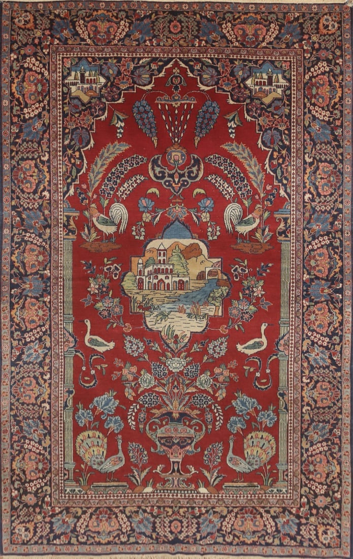 Vegetable Dye Kashan Dabir Persian Rug 5x7: Title: Vegetable Dye Kashan Dabir Persian Rug 5x7 Description:A Beautiful Genuine Iran ( Persia ) Kashan (Dabir) rug is Hand Knotted by skillful weavers in Iran ( Persia ) with 100% Wool Material.