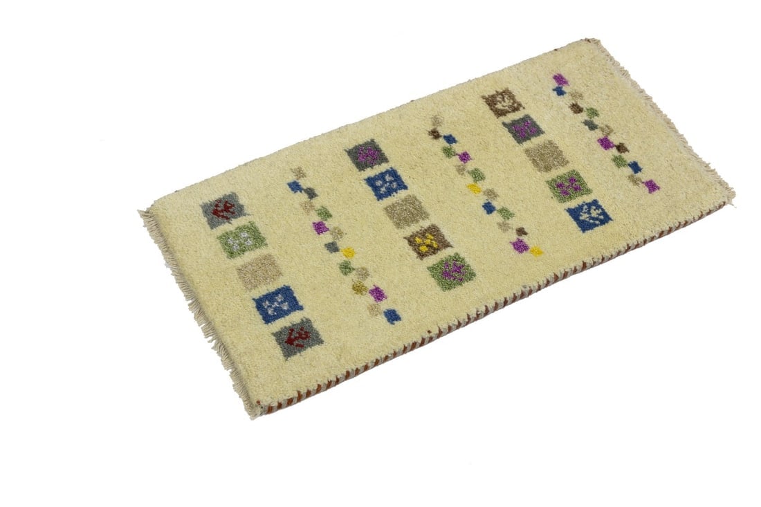 Cream Tribal 1'3X2'7 Indo-Gabbeh Oriental Rug - 4