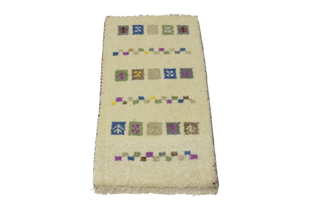 Cream Tribal 1'3X2'7 Indo-Gabbeh Oriental Rug - 5