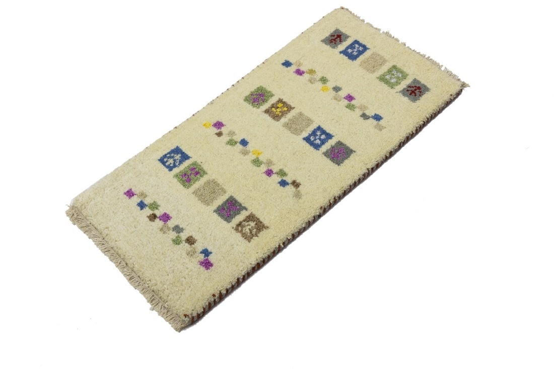 Cream Tribal 1'3X2'7 Indo-Gabbeh Oriental Rug - 6
