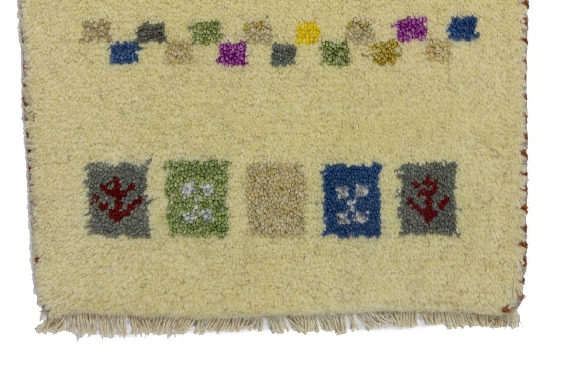 Cream Tribal 1'3X2'7 Indo-Gabbeh Oriental Rug - 8
