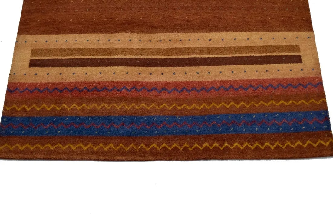 Multicolored Tribal Stripes 7X10 Indo Gabbeh Oriental Rug - 5