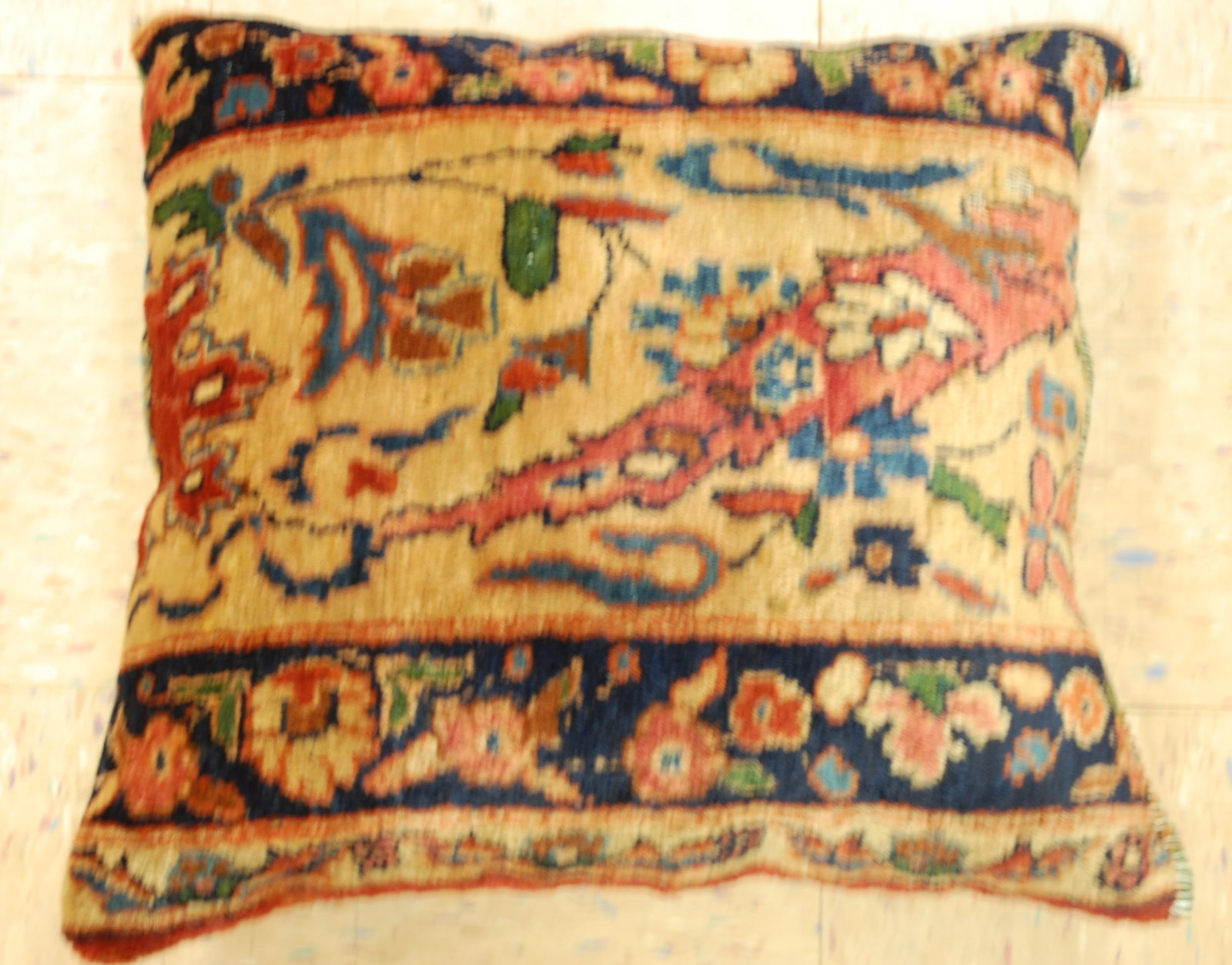 Hand-Made antique rug Pillow Cushion Rug 1'2" x 1' 8" (1 of 5)