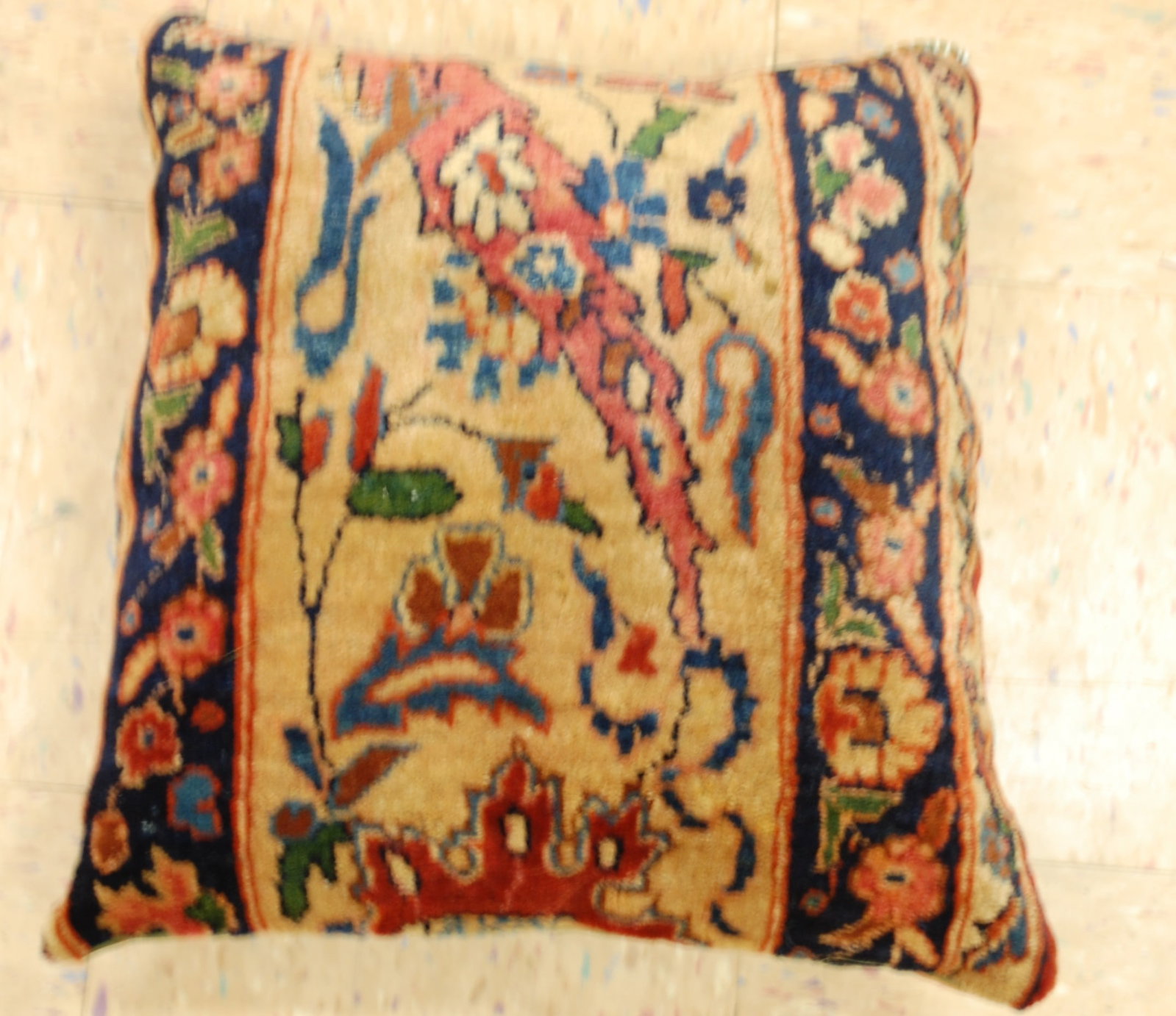 Hand-Made antique rug Pillow Cushion Rug 1'2" x 1' 8" - 4