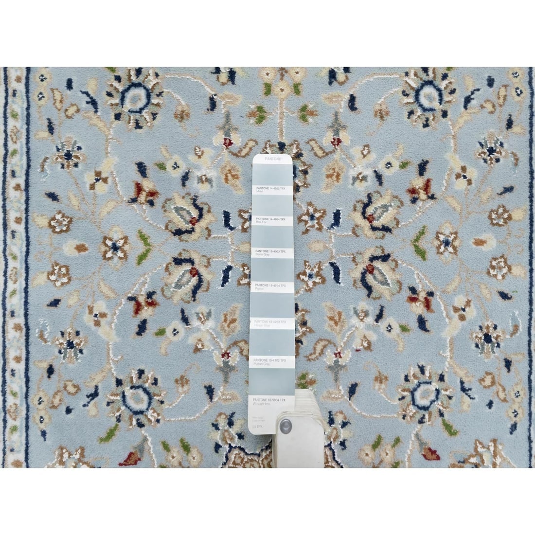 Beau Blue, 250 KPSI, Wool and Silk Hand Knotted, Nain Desgn Runner Rug - 4