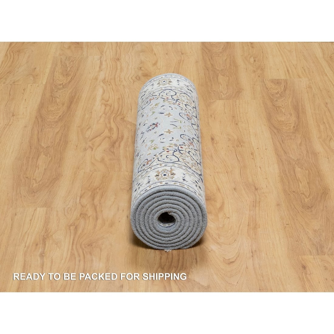 Beau Blue, 250 KPSI, Wool and Silk Hand Knotted, Nain Desgn Runner Rug - 6
