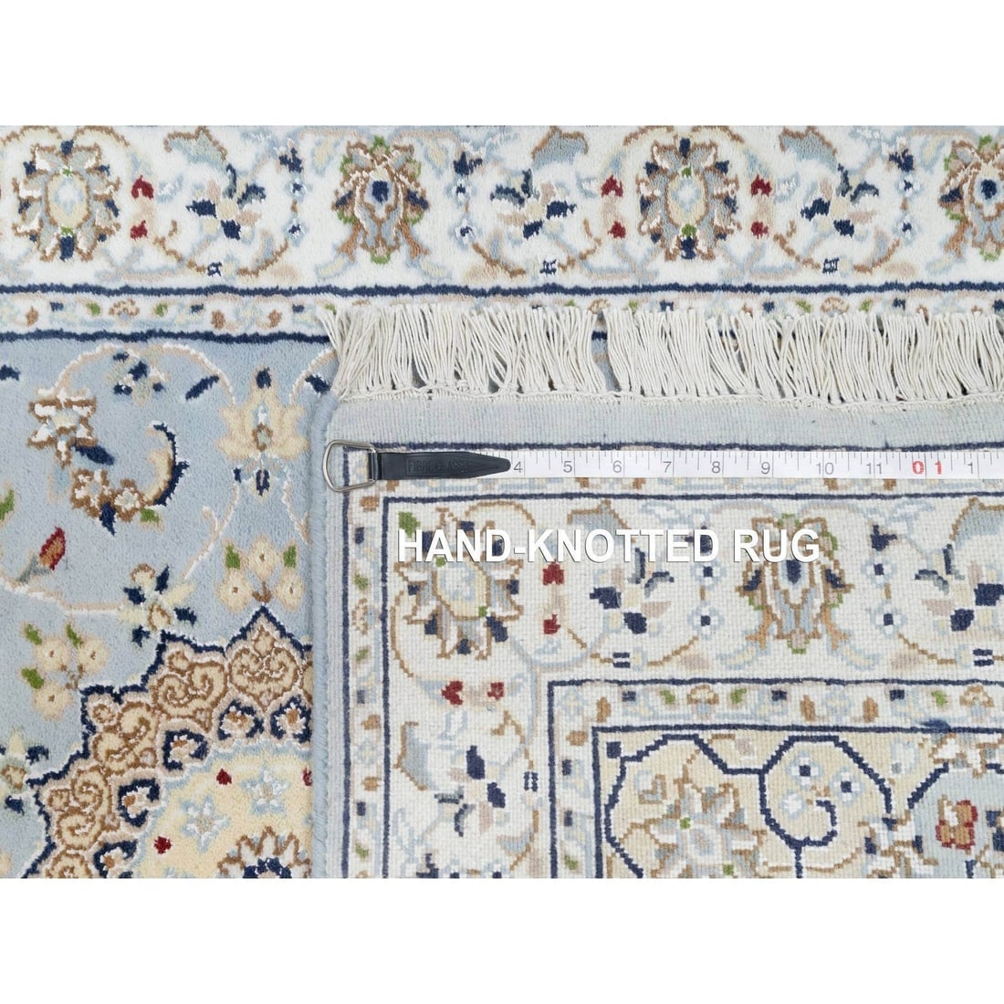 Beau Blue, 250 KPSI, Wool and Silk Hand Knotted, Nain Desgn Runner Rug - 8
