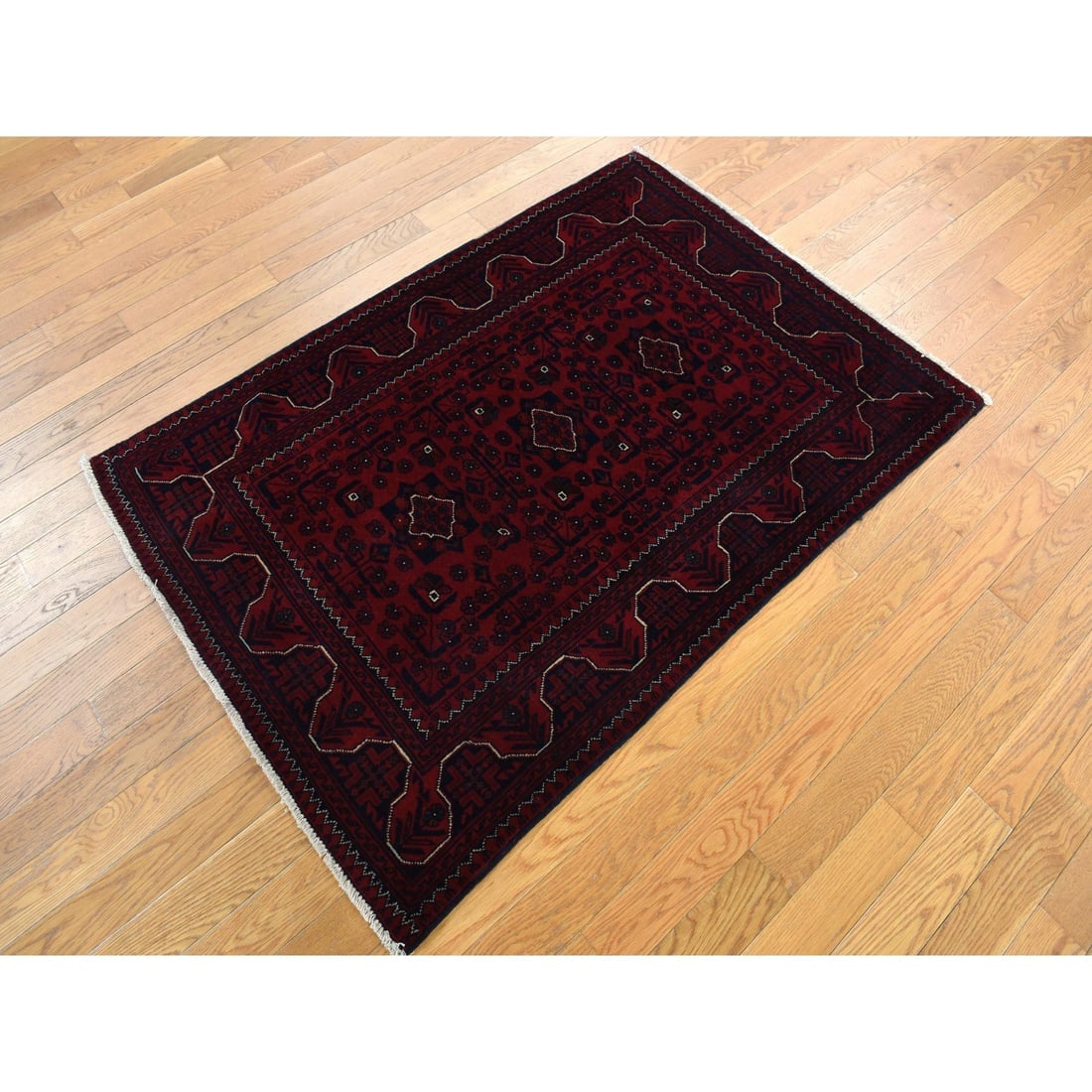 Chocolate Cosmos Red, Afghan Khamyab, 100% Wool, Hand Knotted, Rug - 2