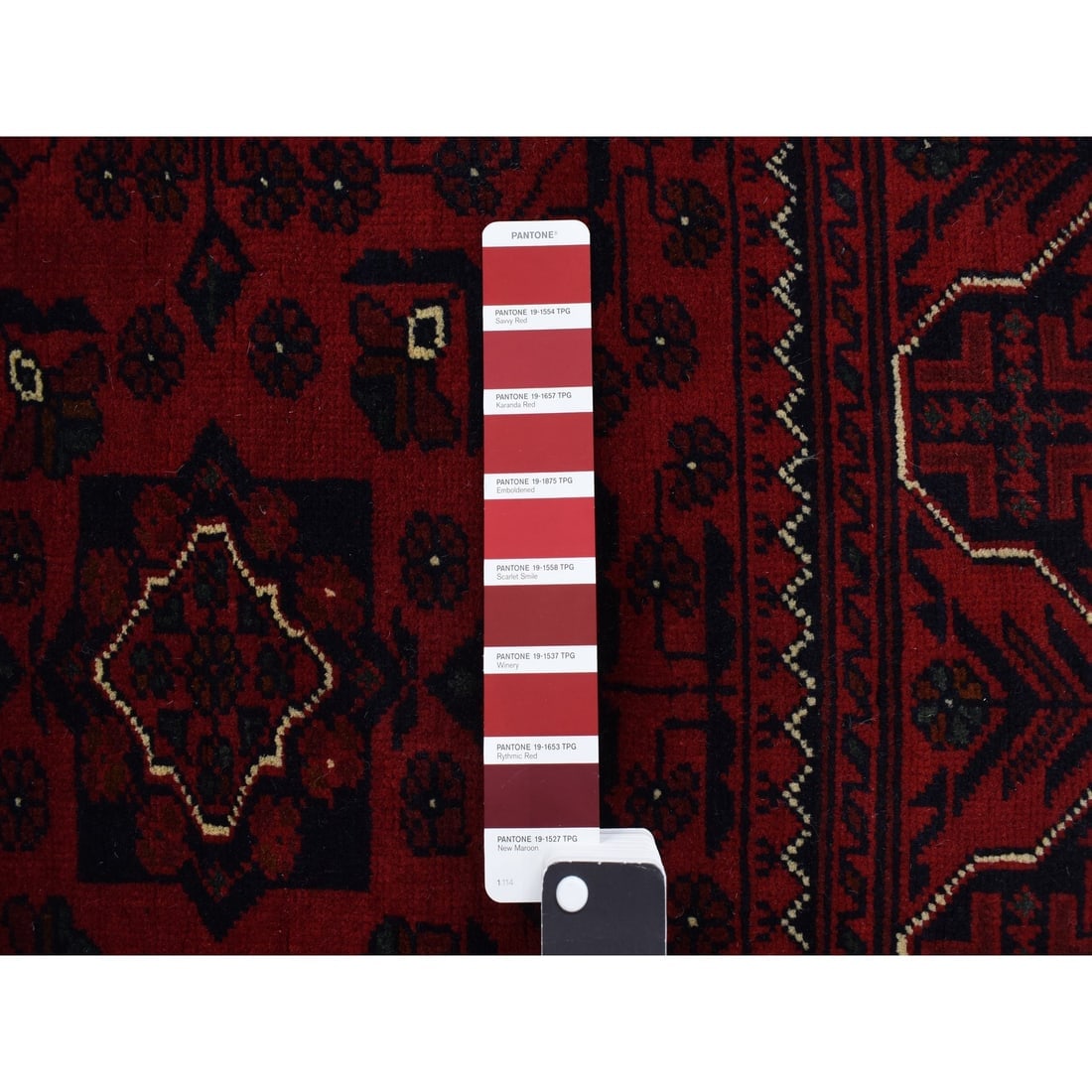 Chocolate Cosmos Red, Afghan Khamyab, 100% Wool, Hand Knotted, Rug - 4
