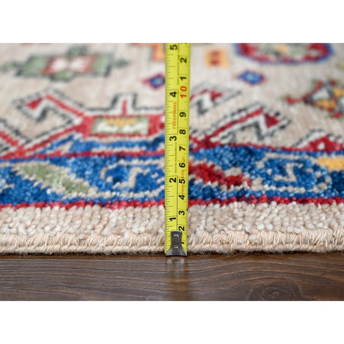 Buttery Brown Geometric Design Wool Hand Knotted Oriental Rug - 10