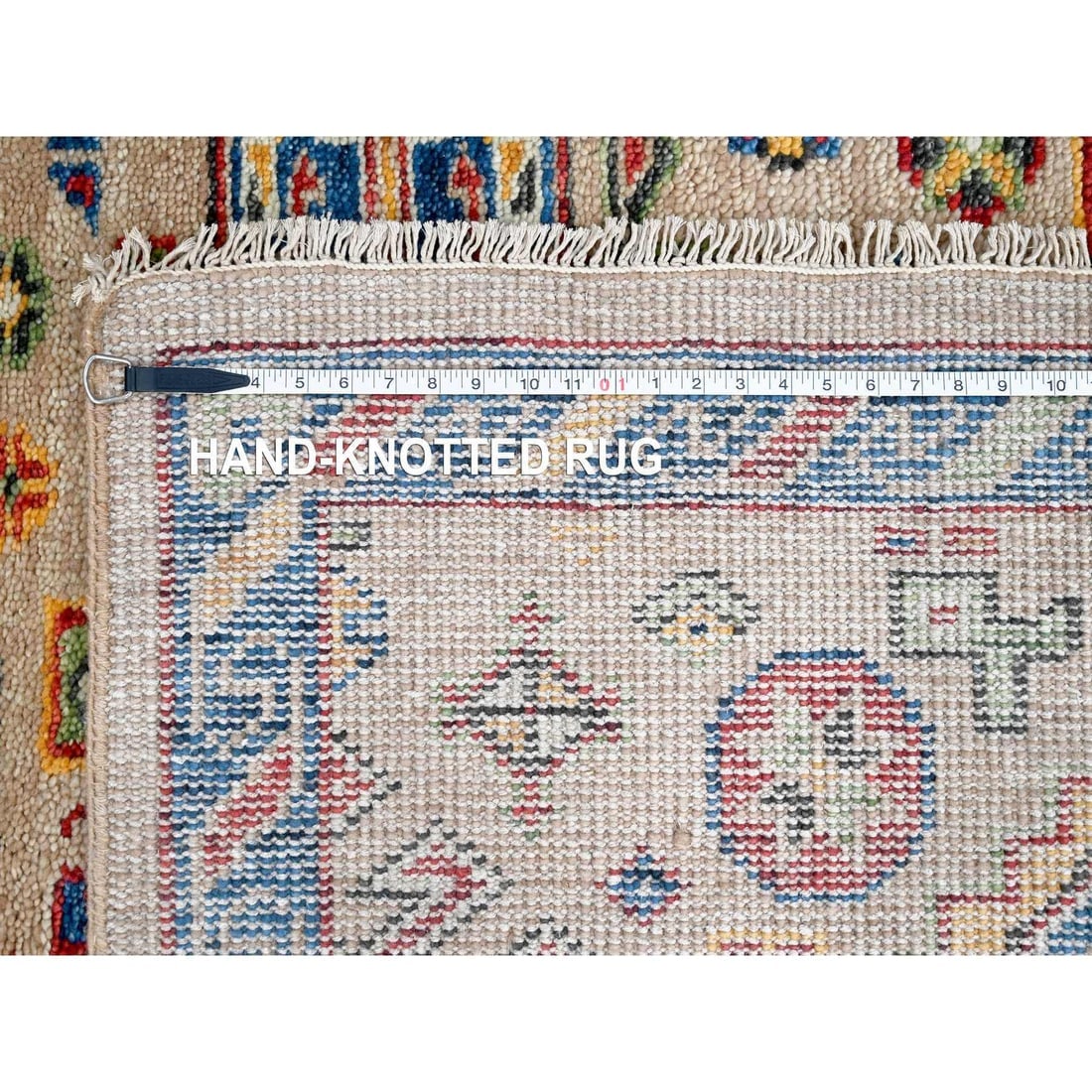 Buttery Brown Geometric Design Wool Hand Knotted Oriental Rug - 11